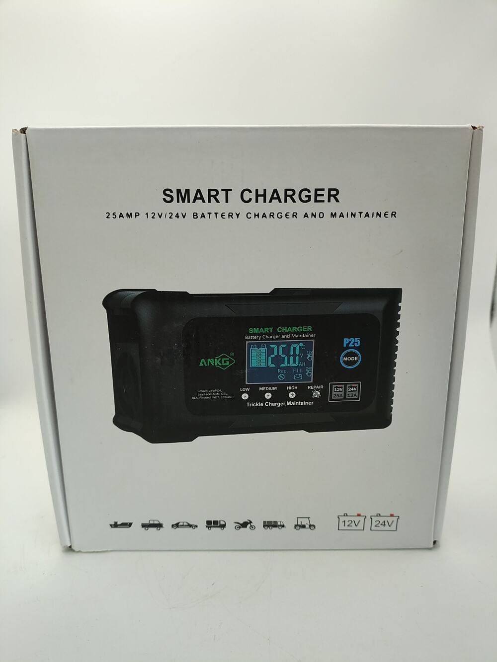 Battery Charger 12V 24V 25Amp Golf Cart Smart Charger Smart Car Battery Trickle